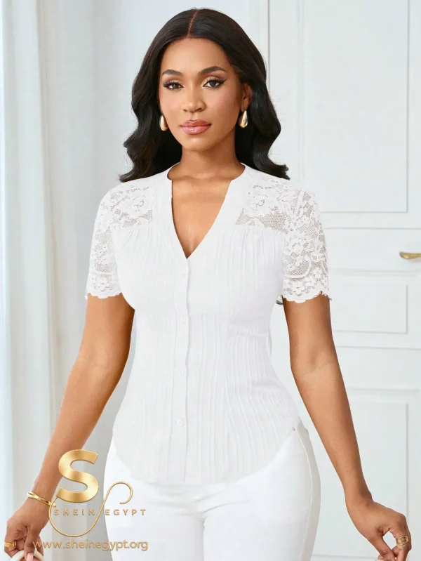 1749606006ffbb9b612d2ae225f6cceee0c657b26d Lyxana Blouse White Lace Top