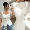 1780458282b809e6fbcb1cc43a3e257a0a1cb3f680 Elenzga Women's Apricot Short Sleeve Waist