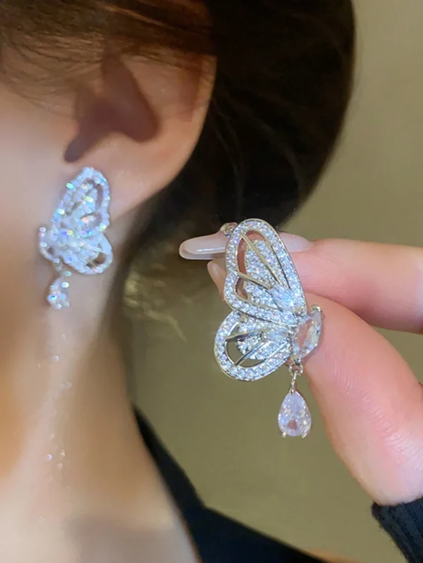 Butterfly & Teardrop Shape Dangle Earrings