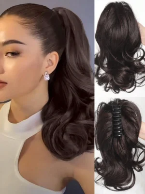 3d9antt34mzr1ajptm2laut17 Elegant Claw Clip Ponytail - Short Curly Wavy Look
