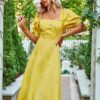 Dresses Floral Embroidery Shirred Tie Back Dress