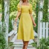 Dresses Floral Embroidery Shirred Tie Back Dress