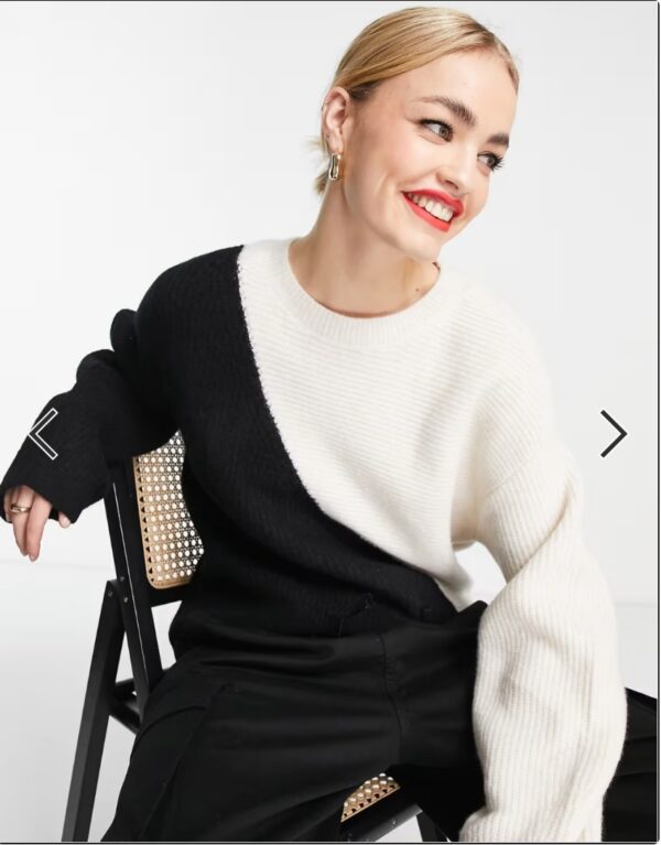 IMG_20260723_214347 Black Diagonal Colour Block Knitted Jumper