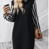 SHEIN Clasi Striped Print Mock Neck Lantern Sleeve Dress