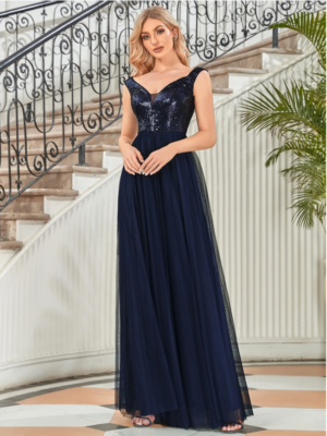 Ever-Pretty Women's Sparkling Long V Neck Sleeveless