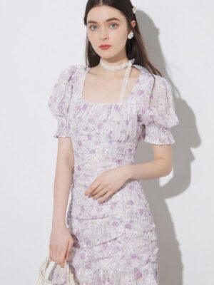 ELEGANT SUMMER WEDDING DRESS WITH PATTERN MINI WITH ZIPPER SUMMER M VBC