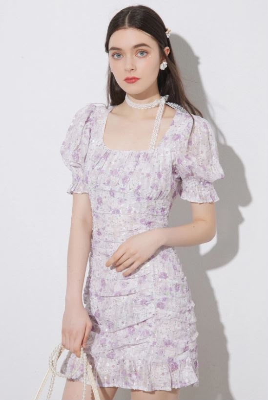 ELEGANT SUMMER WEDDING DRESS WITH PATTERN MINI WITH ZIPPER SUMMER M VBC