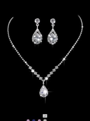 3pcs Cubic Zirconia Water-Drop Decor Jewelry Set