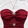 Soleia Women's Burgundy Red Summer 70s Night Out Party Romper