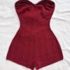 Soleia Women's Burgundy Red Summer 70s Night Out Party Romper