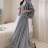 DAZY 2pcs/Set Women Autumn Embellished Drop Shoulder Long Sleeve Hooded Jacket And Sling Dress