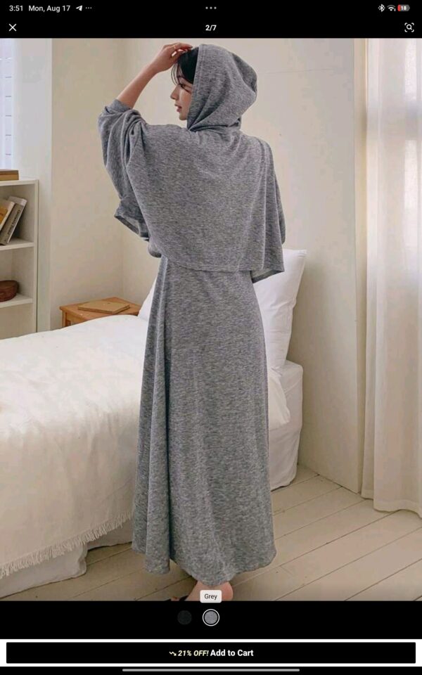 DAZY 2pcs/Set Women Autumn Embellished Drop Shoulder Long Sleeve Hooded Jacket And Sling Dress