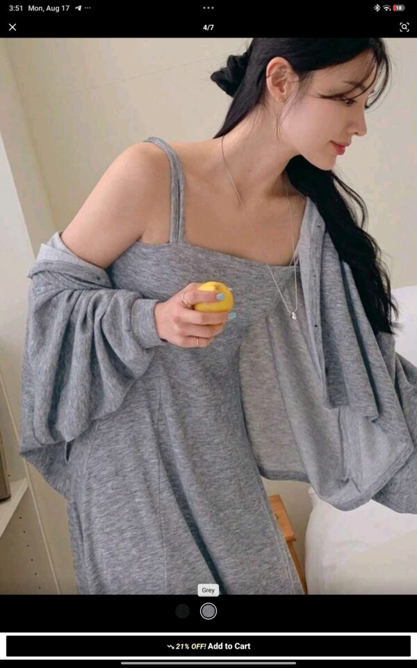 DAZY 2pcs/Set Women Autumn Embellished Drop Shoulder Long Sleeve Hooded Jacket And Sling Dress