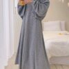 DAZY 2pcs/Set Women Autumn Embellished Drop Shoulder Long Sleeve Hooded Jacket And Sling Dress